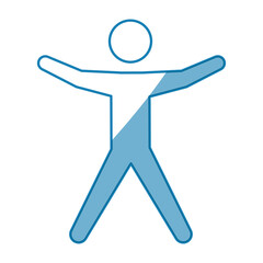 blue line pictogram man jumping up concept, vector illustration