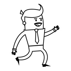 running man businessman cartoon excited happy successful leader vector illustration