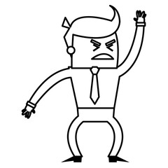 cartoon man business office worker angry. vector illustration