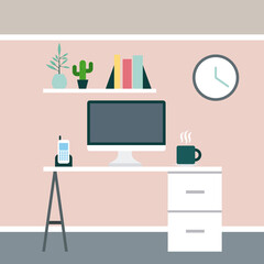 Businesswoman and businessman desk illustration icon vector desgin graphic
