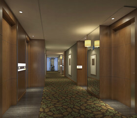 Interior Modern Hotel Corridor 3D Illustration