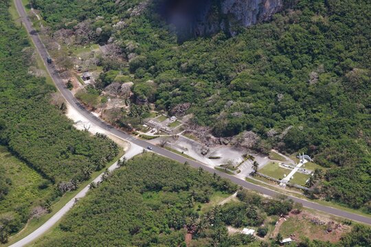 Japanese Last Command Post, aerial side view, Saipan Aerial side view of the Last Command Post in Marpi, Saipan, Northern Mariana Islands where the Japanese soldiers took refuge to the very end of Wor