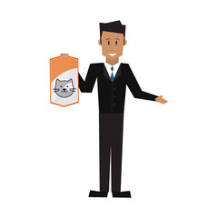 veterinarian with cat bag food domestic vector illustration