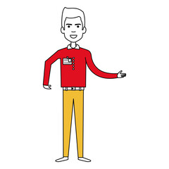 young man avatar character vector illustration design