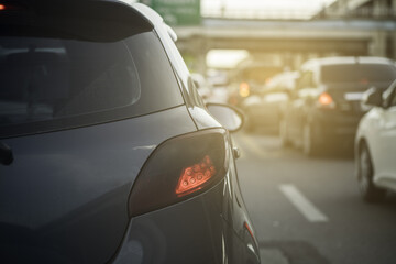 cars in a tourist traffic jam