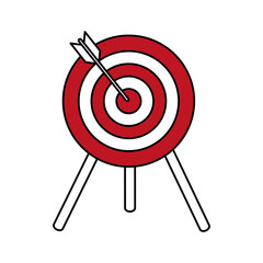 Flat line target with arrow over white background. Vector illustration.