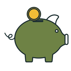 piggy savings isolated icon vector illustration design