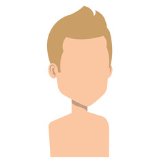 young man shirtless avatar character vector illustration design