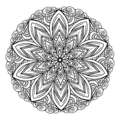 Abstract black and white mandala pattern