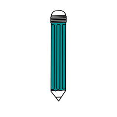 Flat line monocromatic pencil over white background. Vector illustration.