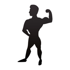 Bodybuilding man silhouette icon vector illustration graphic design