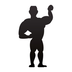 Fototapeta premium Bodybuilding man silhouette icon vector illustration graphic design