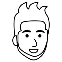 young man head avatar character vector illustration design