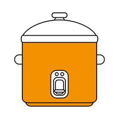 Flat line rice cooker over white background. Vector illustration.