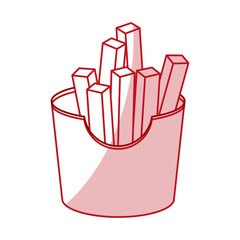 Flat line monocromatic french fries over white background. Vector illustration.