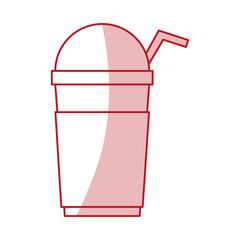 Flat line monocromatic milkshake over white background. Vector illustration.