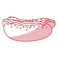 Monocromatic hot dog flat line design over white background. Vector illustration.