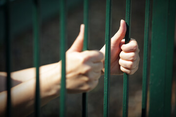 hand of prisoner in jail
