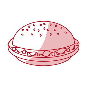 Flat line monocromatic hamburguer over white background. Vector illustration.
