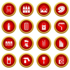 Painting icon red circle set