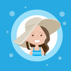 Profile Icon Female Avatar, Woman Cartoon Portrait, Casual Person Face Flat Vector Illustration