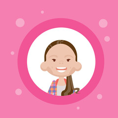 Profile Icon Female Avatar, Woman Cartoon Portrait, Casual Person Face Flat Vector Illustration