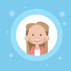 Profile Icon Female Avatar, Woman Cartoon Portrait, Casual Person Face Flat Vector Illustration