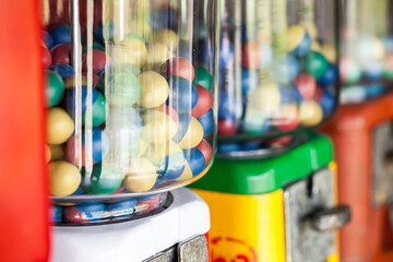 close up of old gumball machine