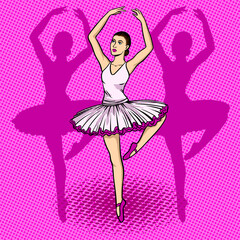 Ballet dancer pop art vector illustration