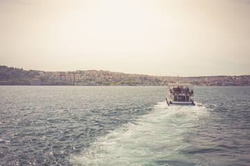 Ferry crossing the channel from European to Asian side, Istanbul, Turkey