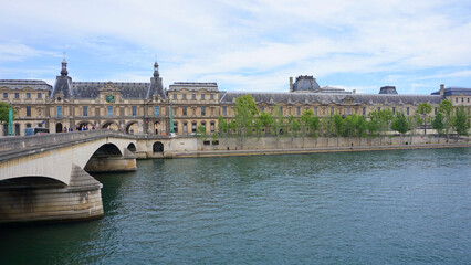 Photo of Louvre Palace on a cloudy morning, Paris, France