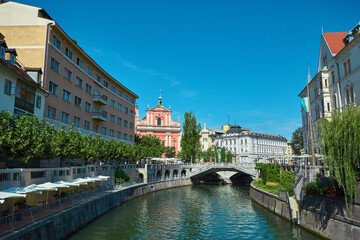 Fototapeta premium The Cityscape of the Slovenian capital Ljubljana