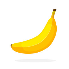 Vector illustration in flat style. Yellow not peeled banana. Healthy vegetarian food. Decoration for greeting cards, prints for clothes, posters, menus