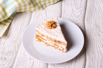 carrot cake with walnuts, prunes and dried apricots