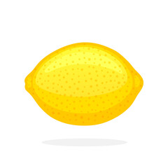 Vector illustration in flat style. Yellow whole lemon. Healthy vegetarian food. Citrus fruits. Decoration for greeting cards, prints for clothes, posters, menus