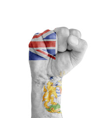 Flag of British Antartic Territory painted on human fist like victory symbol