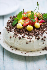 chocolate cake with fresh strawberry