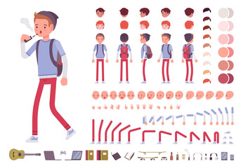 Teenager boy character creation set © andrew_rybalko