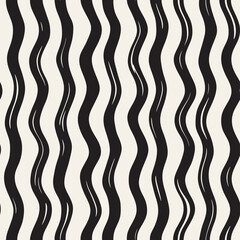 Decorative seamless pattern with doodle lines. Hand painted grungy wavy stripes background. Trendy endless freehand texture