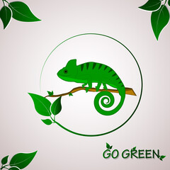 Go green concept with chameleon logo