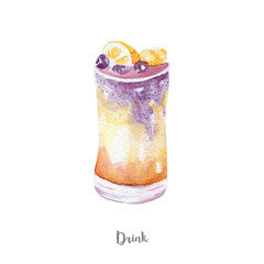 fresh drink illustration. Hand drawn watercolor on white background
