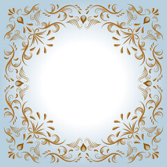 Golden ornate decorative frame. Vector illustration