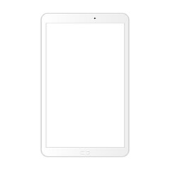 White tablet computer with blank screen isolated. Mockup for showcasing screenshots your web-site design. Vector illustration