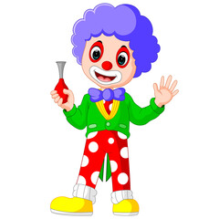 cute clown holding horn 