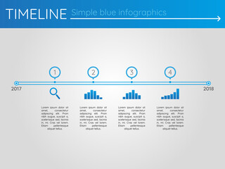 Simple blue timeline 6, infographics vector
