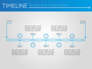 Simple blue timeline 7, infographics vector
