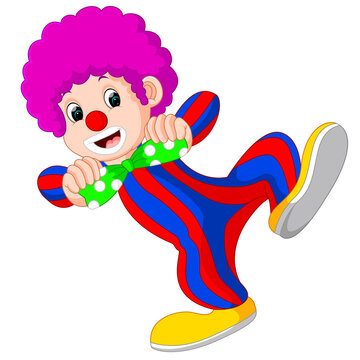 clown using big tie cartoon
