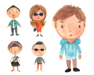 Set Of Cute Isolated Watercolor People Illustration, Suitable For Books Graphic, Shirt, Name Card, Avatar,
Logo, Web, Birthday, Print Graphic and Other Children Related Occasion