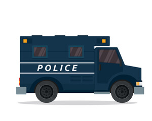 Modern Flat Urban Vehicle Illustration Logo - Police Prisoner Van