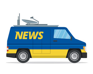 Modern Flat Urban Vehicle Illustration Logo - News Van